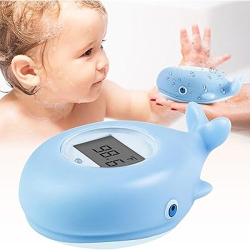Baby Bath Thermometer Floating Toy, BPA-Free Safety Digital Bath Tub Thermometer with Temperature Alarm & LCD Display, Whale Baby Water Temperature for Infants, Newborn, Pregnancy