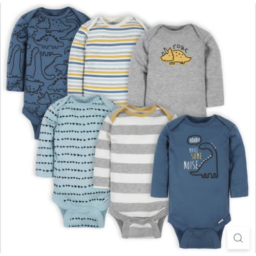 6-Pack Baby Boys Dinosaur Long Sleeve Onesies® Bodysuits – Gerber Childrenswear