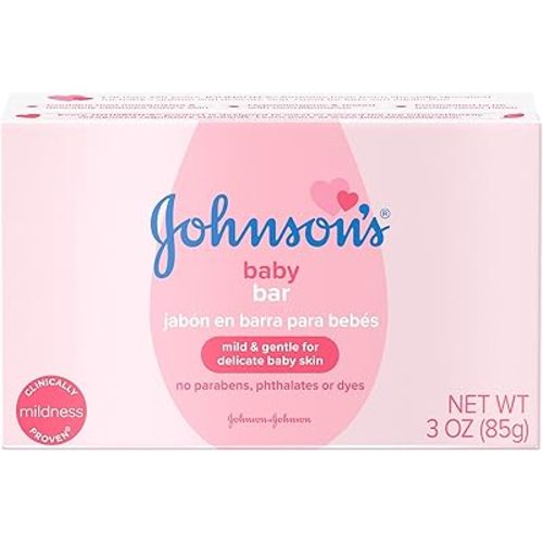Johnson's Baby Body Soap Bar, Gentle for Baby Bath and Skin Care, Hypoallergenic and Dermatologist Tested, Paraben Free, Phthalate-Free, Dye-Free, 3 oz (Pack of 6)