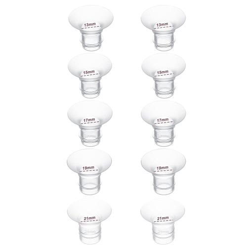 10PCS Flange Inserts 13/15/17/19/21mm,Compatible with Momcozy S12 Pro/M5/S9 Pro Hands-Free Breast Pump,Use for Medela/Spectra/Elvie/TSRETE/kmaier 24mm Shields/Flanges,Reduce 24mm to Other Size