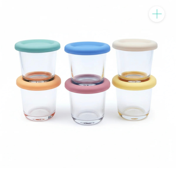 4oz Glass Baby Food Storage Jars | Food Grade Silicone Lids | Set of 6 | Neutral Colors
