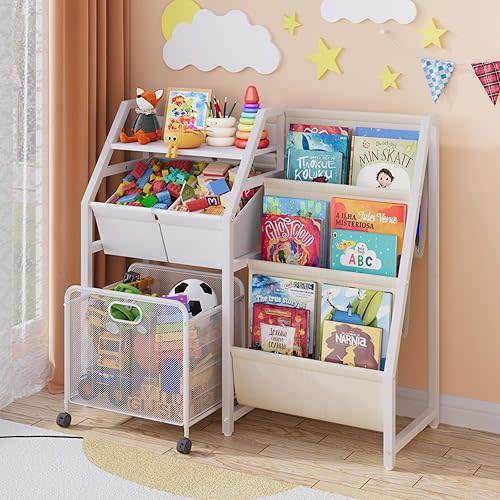 Kids Bookshelf 3 Tier Book Shelf Toy Storage Organizer Kids Bookcase White