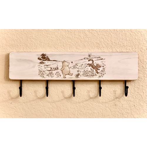18&quot; Winnie The Pooh Wooden Coat Rack - Nursery Headband Holder - Classic Winnie The Pooh - Vintgage Pooh - Nursery Clothes Hanger