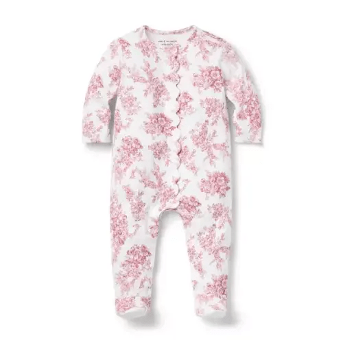 Baby Jet Ivory Floral Toile Baby Floral Toile Footed One-Piece by Janie and Jack