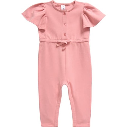 So Soft Flutter Sleeve Fleece Romper, 3M