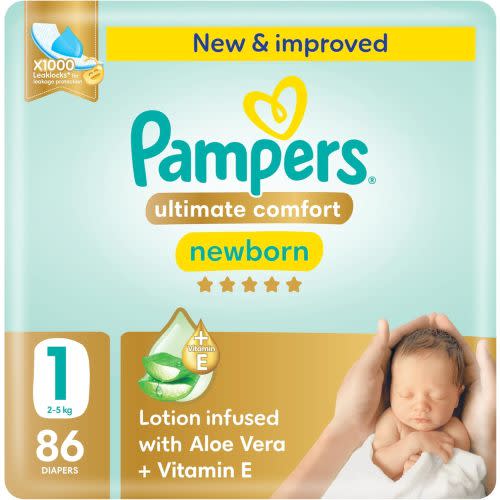 AED 98 (NOT 98 USD) Pampers Ultimate Comfort Size 1, 2-5kg Newborn Diapers, Pack of 108's