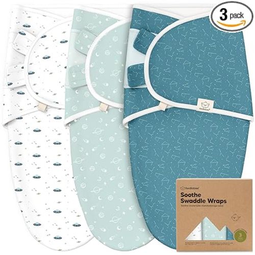 3-Pack Organic Baby Swaddle Sleep Sacks - Swaddles for Newborns, Infant 0-3 Months, Baby Girls, Boys, Soft & Snug Newborn Sleep Sack, Nursery Swaddling Blankets (Galaxy, OS)