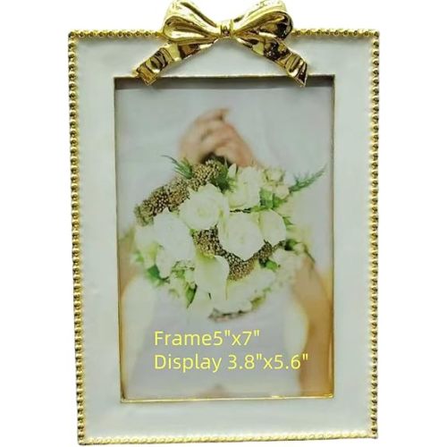 Picture Frame 4x6,Gold Bow Picture frame,Photo Display 4x6, Metal Photo Frame Vertical Tabletop Gold