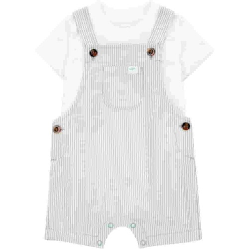 Carters Mine Baby Boy Overalls - Blue Stripe 2-Piece Set