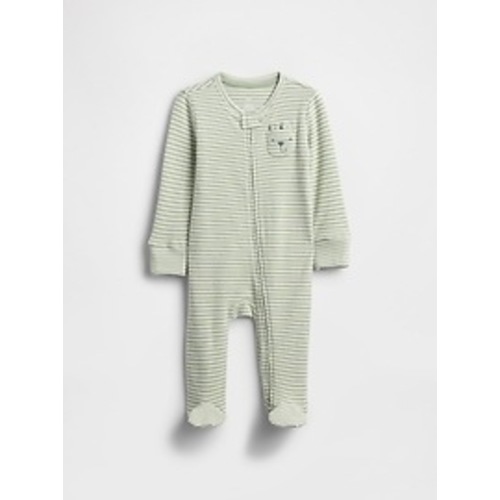Baby Softspun Waffle Bear Pocket Footed One-Piece | Gap