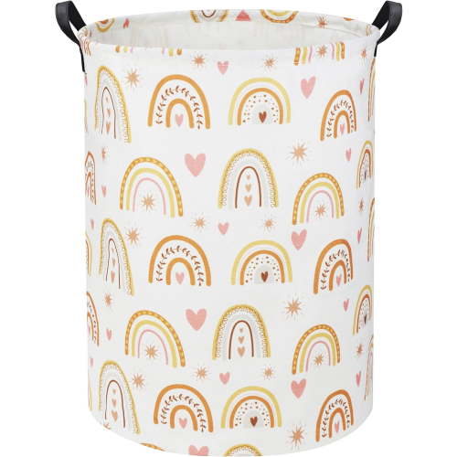 HYKE Rainbow Baby Laundry Basket Baby Hamper for Nursery Girl Kids Hamper Cute Kids Toys Storage Bin Organizer Rainbow Room Decor for Home(Star Rainbow)