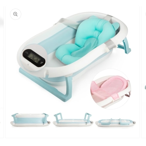 LullabyLuks® - Foldable Baby Bathtub with Real Time Temperature Displa