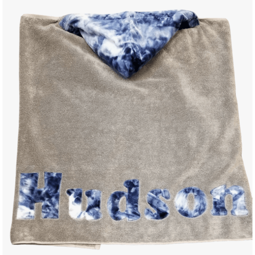 Navy Tie Dye Name Towel - Purple Pumpkin Gifts