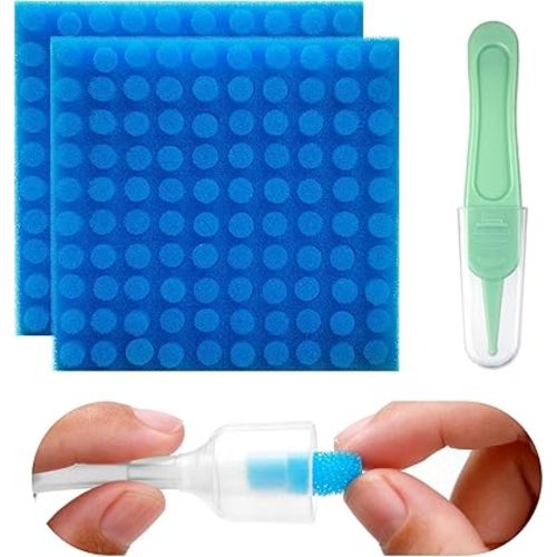 200-Pack of Premium Nasal Aspirator Hygiene Sponges, Replacement for Nosefrida Nasal Aspirator Filters, BPA, Phthalate & Latex-Free (200 Count +Tweezer)