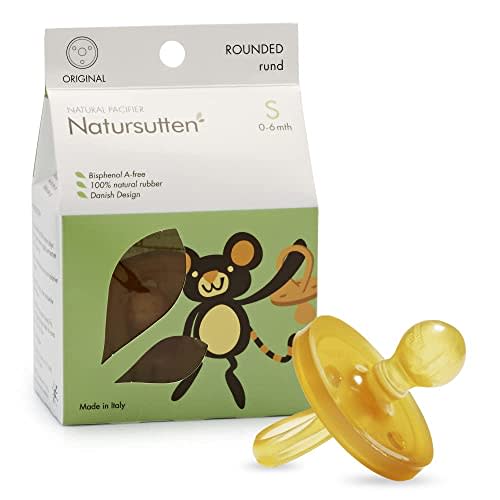 Natursutten Pacifiers 0-6 Months - 1-Pack Original Shield Round Nipple Natural Rubber Safe & Soft BPA-Free Pacifiers for Breastfeeding Babies - Newborn Pacifiers Made in Italy