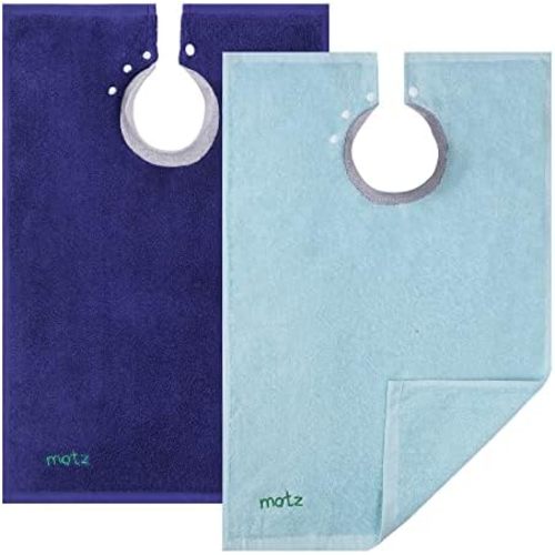MATZ Bib - Ultra Absorbent Full Coverage Cotton Terry Towel Snap On Bib with Comfortable Ribbed Neck