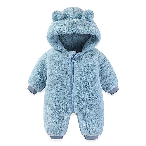 AiWMGL Newborn Baby Bear Outfit Suit Girls Boys Fleece Jumpsuit Romper Hooded Winter Snowsuit Clothes