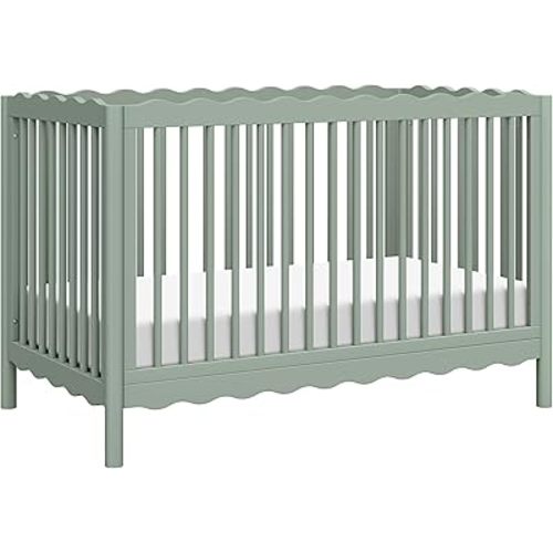 babyletto Swell 4-in-1 Convertible Crib with Toddler Bed Conversion Kit in Light Sage, Greenguard Gold Certified