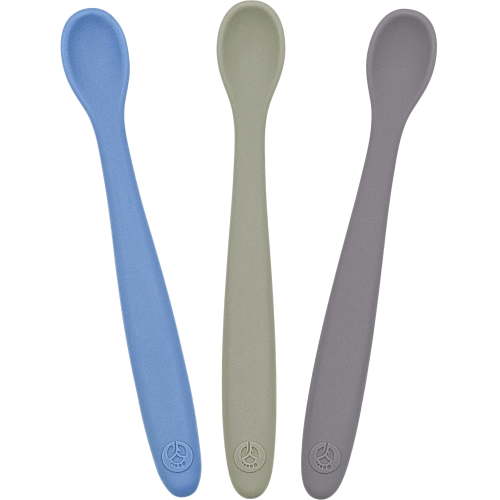 WeeSprout Silicone Baby Spoons Set of 3 Soft-Tip Feeding Utensils with Carrying Case