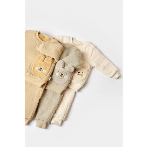 Winter Muslin Baby Pants & Long Sleeve T-shirt Set, Unisex,Baby Shower Gift,Muslin Baby Clothing Set,Organic Cotton,Baby T-shirts,Baby Pants