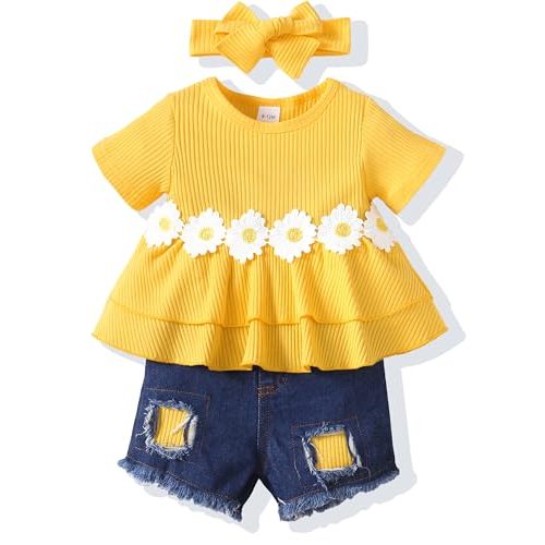 XUANHAO Baby Girl Clothes 12 18 24 Months Outfits For Girls Infant Toddler Girls' Clothing Ruffle Girls Pants Sets 6M-4T