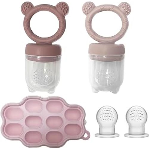 Baby Breastmilk Popsicle Freezer Molds & Baby Fruit Food Feeder Pacifier Set, JEXFUN Baby Silicone Nibble Freezer Tray Food Storage Containers, Breast Milk Ice Cubes for Teething & Self Feeding