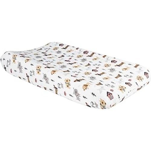 Trend Lab Dog Park Deluxe Flannel Changing Pad Cover, White