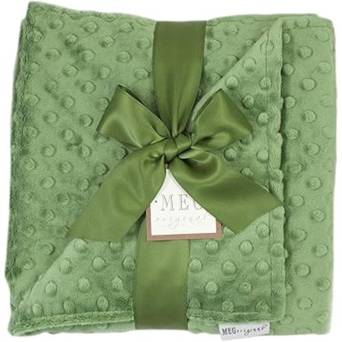 Olive Green Minky Dot Baby Blanket 968