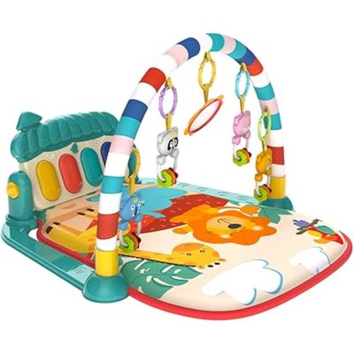 Musical Baby Gyms Play Mats Musical Activity Mat Piano Baby Play Gym Tummy Time Padded Mat for Baby Newborn Toddler Infants (Green)