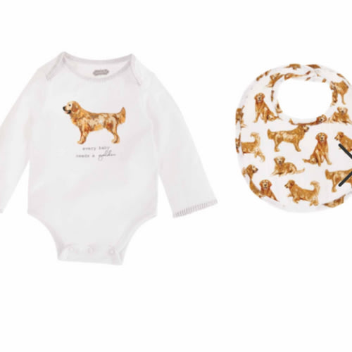 Golden Dog Bodysuit and Bib Set | Mud Pie