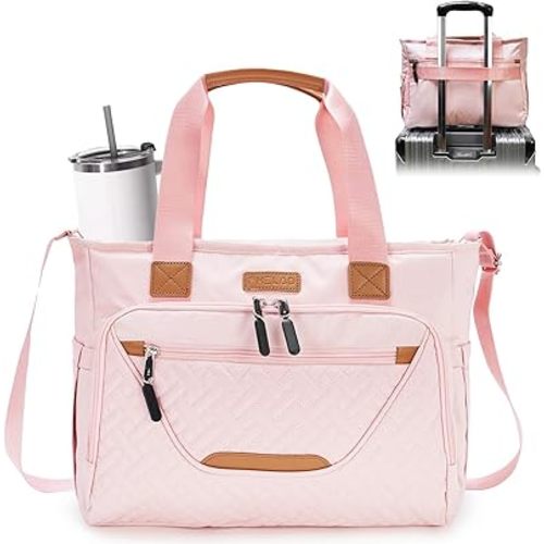 Diaper Tote Bag for Women, Baby Bags with 15.6 Inch Laptop Compartment, Travel Diaper Bag with Insulated Pocket Ideal for Baby Registry (Pink)