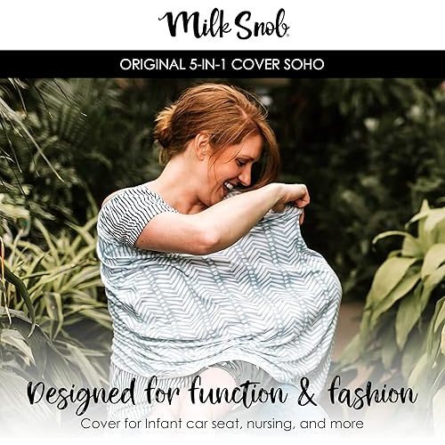 Milk Snob Original 5-in-1 Cover - Added Privacy for Breastfeeding, Baby Car Seat, Carrier, Stroller, High Chair, Shopping Cart, Lounger Canopy - Newborn Essentials, Nursing Top, Soho