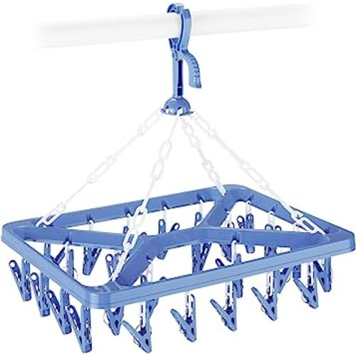 Whitmor Clip and Drip Hanger - Hanging Drying Rack - 26 Clips,Blue