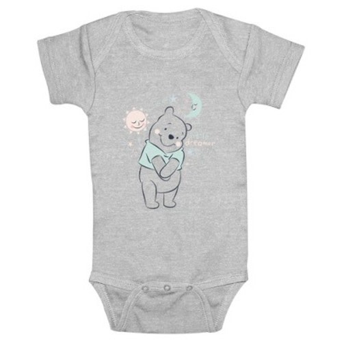 Infant's Disney Winnie the Pooh Little Dreamer Onesie, Color: Athletic heather, Size: 6 month