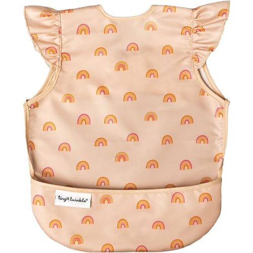 Tiny Twinkle Mess Proof Baby Bib - Waterproof Toddler and Baby Apron Bib - Machine Washable - PFAS and BPA Free