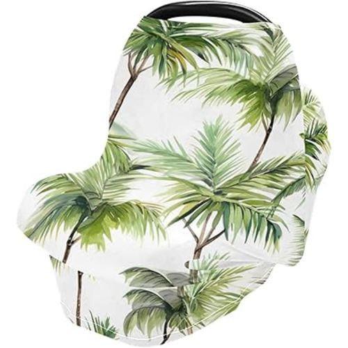 Baby Car Seat Cover Palm Tree Breastfeeding Covers Stretchy Breathable Multi-Use Cover Carseat Canopy for Girls and Boys