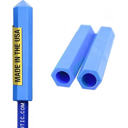 ARK Krypto-Bite Chewable Pencil Topper, Sensory Chew Toys for Kids & Adults, Medical-Grade Chew Fidget for Autism, ADHD, SPD, Anxiety, Includes 1 Eraser-Less Pencil, XXT, Very Firm, Royal Blue, 3-Pack