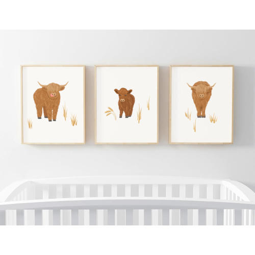 Happy Highland Cows Bundled Digital Nursery Art