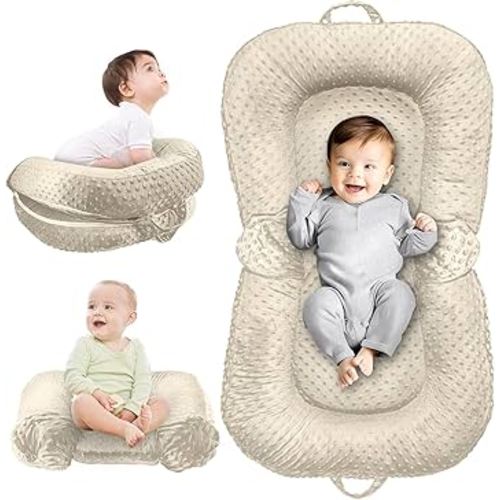 Baby Lounger Pillow - 3-in-1 Infant Lounger Pillow for Newborn 0-24 Months, Breathable & Soft Baby Nest for Baby, Portable Newborn Lounger for Home and Travel, Babies Essentials Gifts, Off-White
