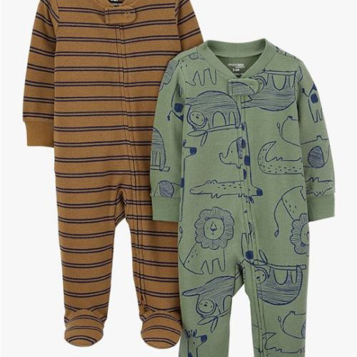 Simple Joys by Carter's Baby Boys' 2-Pack 2-Way Zip Cotton Footed Sleep and Play