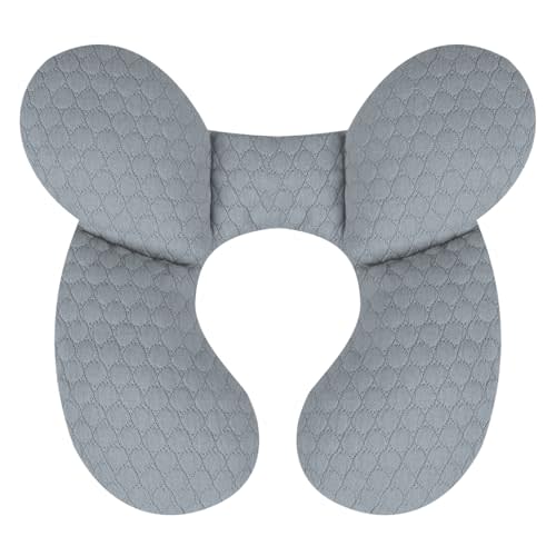 KAKIBLIN Baby Travel Pillow, Upgraded Baby Neck Pillows for Car Seat, Babies Support Pillow, Infant Neck Pillow for Head and Neck, Newborn Head Support for Car Seat,Pushchair (Light Grey)