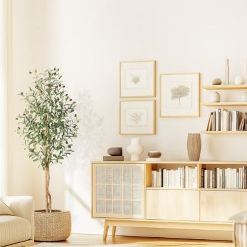Olive Trees Artificial Indoor,Tall Olive Tree Plants,Double rod shape,Faux Olive Tree with Realistic Trunk,Leaves,Fruits for Home Decor