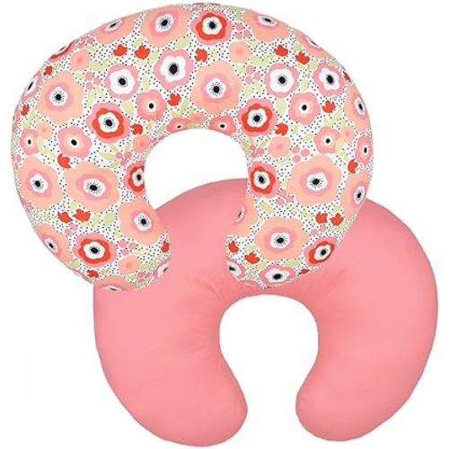 Nursing Pillow Cover Stretchy Removable Infant Cotton Pillow Slipcovers for Baby Boy Girls Breastfeeding Moms Two-Sided Design (Cute Flower)