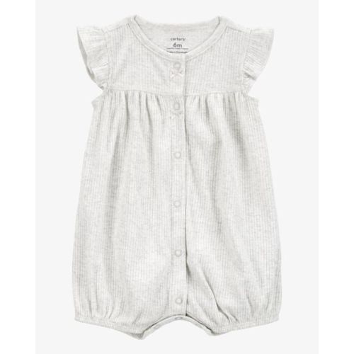 Baby Cotton Rib Short-Sleeve Romper - Grey - Carter's | Carter's