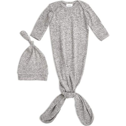 aden + anais Snuggle Knit Knotted Newborn Baby Gown & Hat Set-Heather Grey