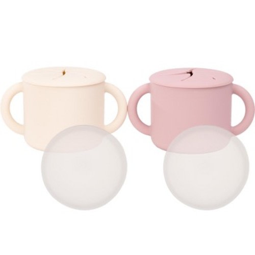 WeeSprout Snack Containers, Food Grade Silicone Cups, Spill-Proof Tops for Toddlers & Babies - Set of 2