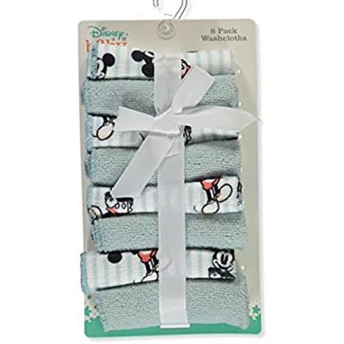 Disney Baby Big Boys' 8-Pack Mickey Mouse Washcloths Set - White/Multi, one Size