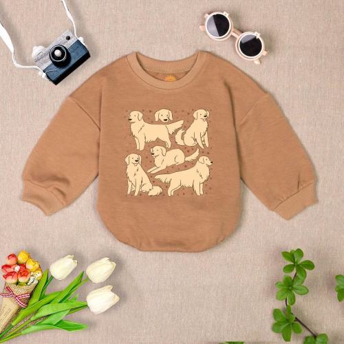 Golden Retriever Baby Romper Sweatshirt, Cute Dog Toddler Outfit, Animal Lover Baby Bodysuit, Unique Baby Shower Gift, Cozy Babywear Romper