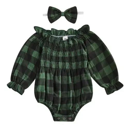 ROMY Plaid Smocked Romper - Hazel & Bo 0-3 mos