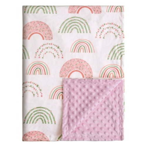"Gllquen Warm, Light, Soft Plush Minky Baby Blanket for Girls, Newborn, Toddler, Infant 30""x 40"", Colorful Rainbow"